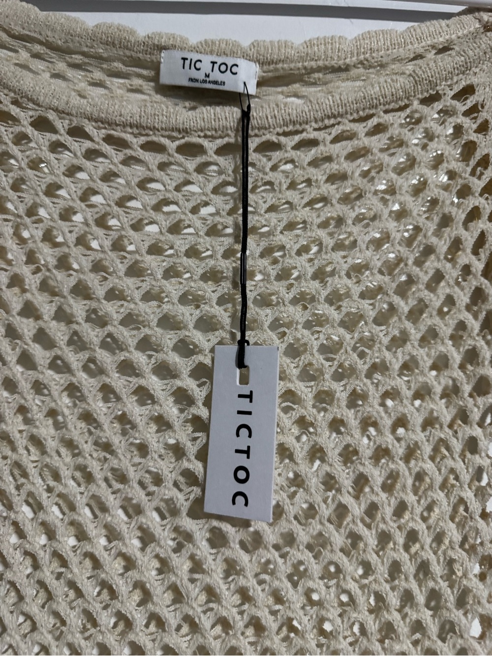 TIC TOC Cream Crochet Open-Knit Top